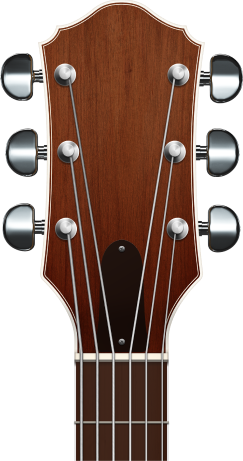 Kepala gitar akustik dengan tuas penyetem